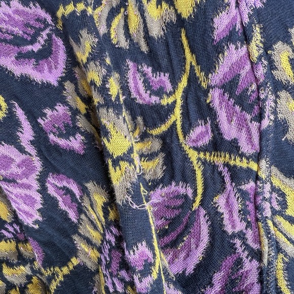 Free People Balloon Sleeve Keyhole Top Floral Embroidered Cotton Sz L - Picture 9 of 9